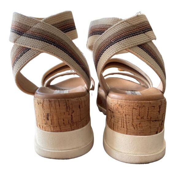 Steve Madden Bandi Beige Multi Sandal 8.5 Espadrille Platform - Picture 6 of 8